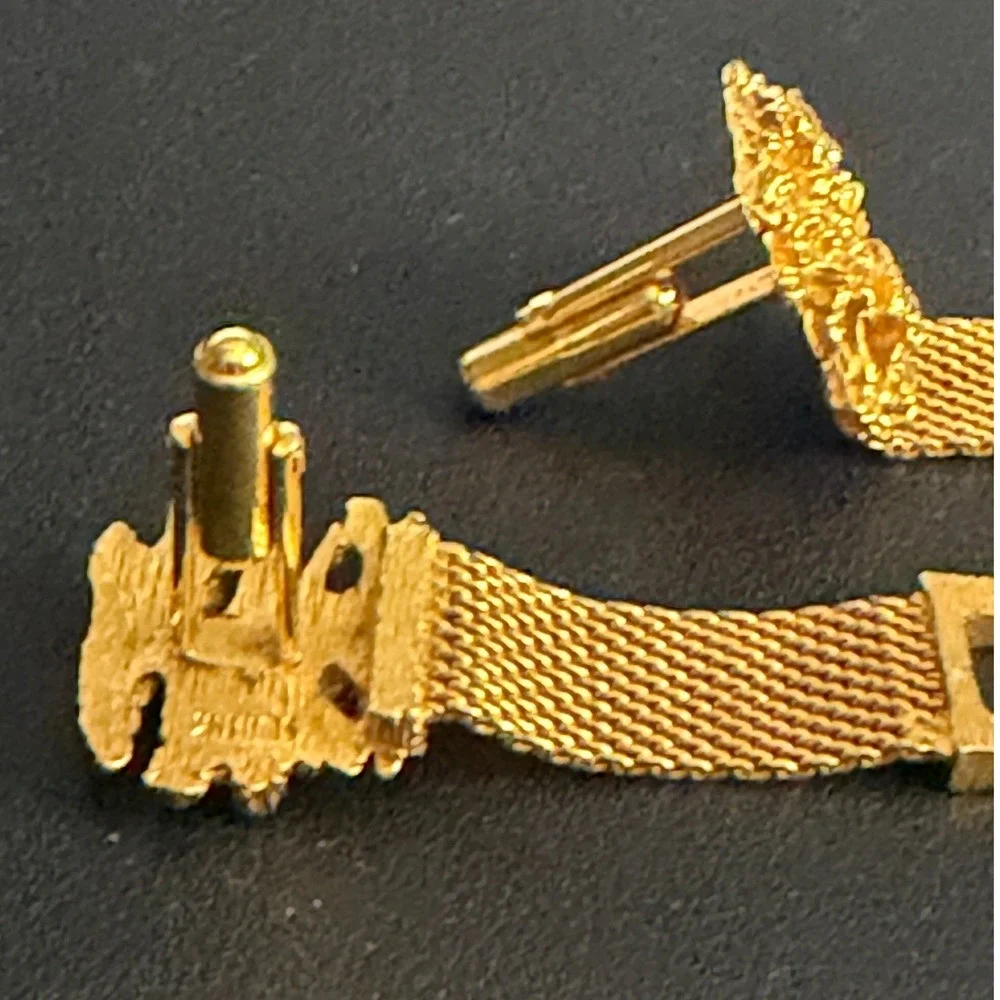 Vintage SWANK Brutalist Cufflinks Gold Tone Nugget
